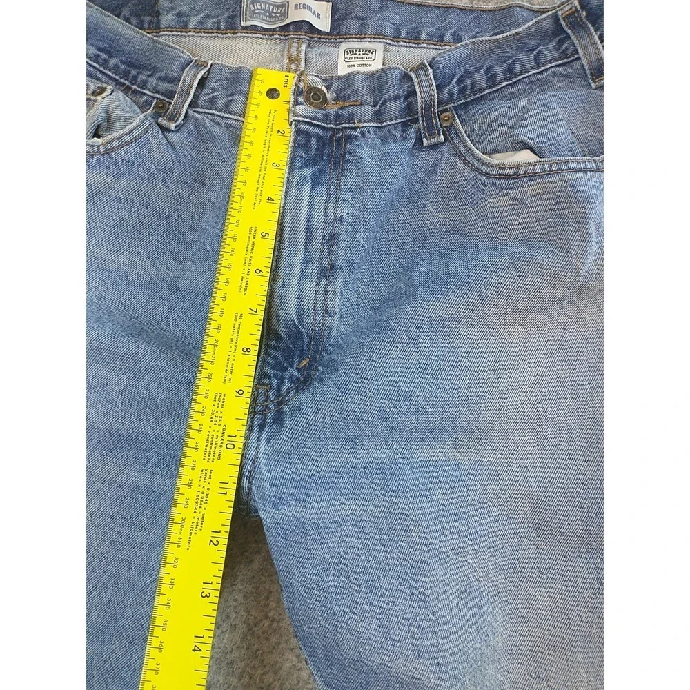 Signature Levi Strauss & Co Mens 36x27 Regular Fit Light Wash Blue Jeans Cotton